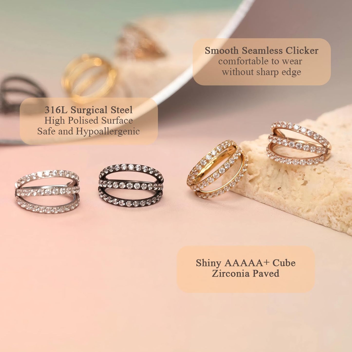 FUNLMO 18G Nose Septum Rings Conch Daith Rook Helix Piercing Jewelry Cartilage Earring Hoop Earrings Helix Daith Rook Cartilage