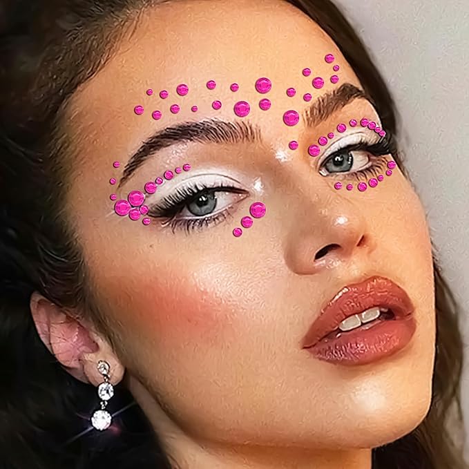 3555PCS Rhinestone Gem Stickers for Crafts Face Gems Temporary Tattoos Acrylic Bling 3/4/5/6/8 MM Stick on Body Jewels Makeup Crystal Hair Nails for DIY Crafts (Rose Red)