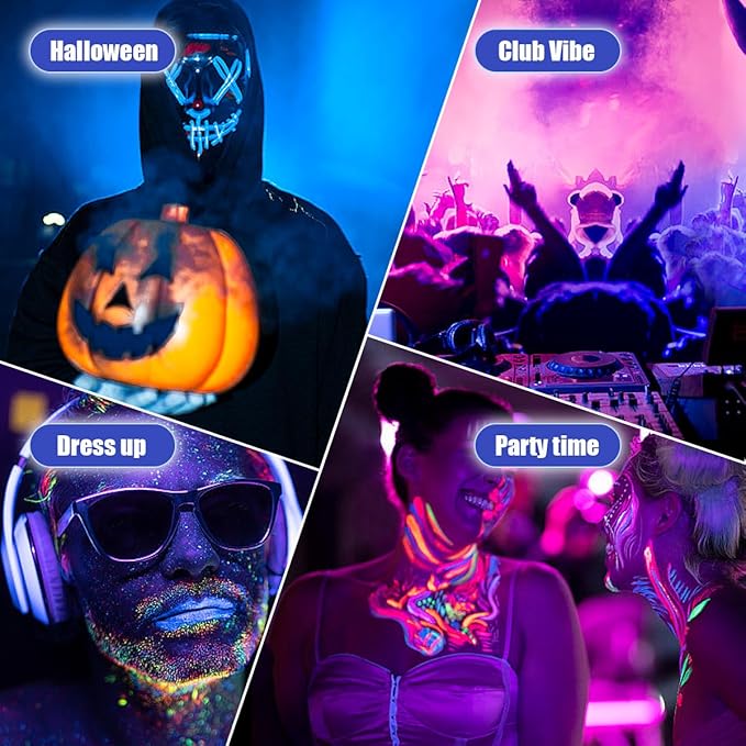 Glow in The Dark Face Body Paint, Glow In The Dark Under UV Black Light Sticks Makeup Neon Face Painting Kits for Adult Halloween Festival Accessory Glow Party Supplies (10 color pen)