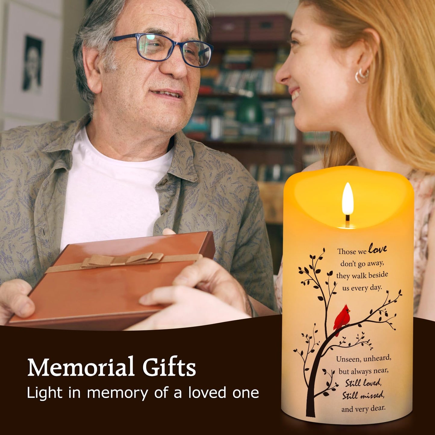 HN HAIINAA Flameless Memorial Candle, Real Wax LED Light with Remote Sympathy Gifts for Loss of Loved One, Mother, Father - Remembrance Gift (4" x 7")
