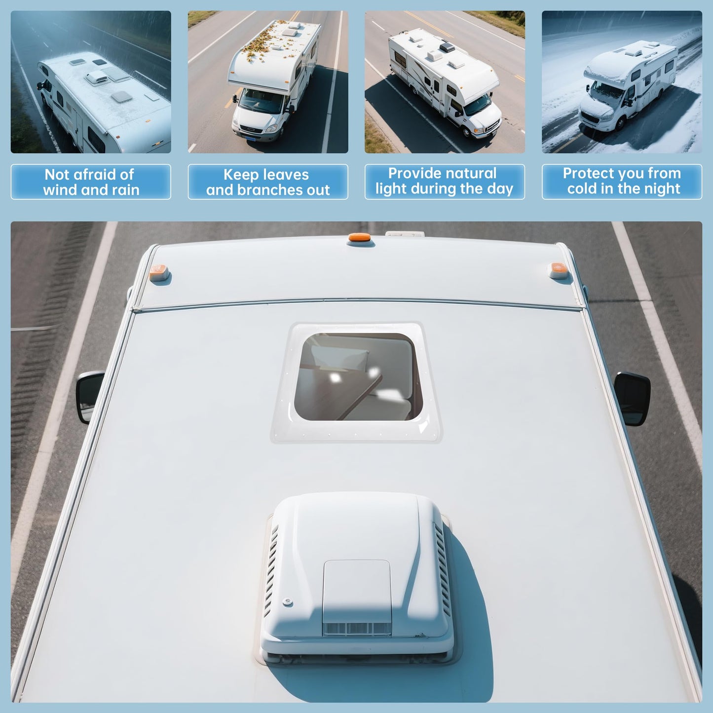 HECASA RV Skylight Replacement Bundle, White Outer Dome 18" x 26" (Fits 14" x 22" Openings) + Inner Dome 14" x 22" (2PCS) for Camper, Motorhome & RV Shower