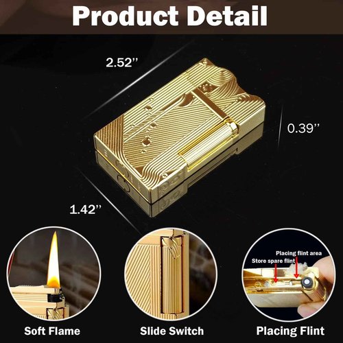 Laicengo Sanji Lighter, Vintage Trench Lighter, Butane Refillable Lighters, Copper Gas Lighters for Men Dad Husband (Fuel Not Included)