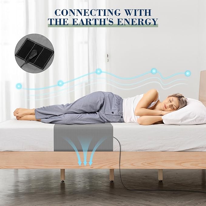 Grounding Sheets, for All Mattress Size, 90% Organic Cotton+10% Pure Silver Fiber, Earth Connected, Healthy Sleep, with Static grounding Cord and Test Pen (Gray, 105 * 23.2 inch)
