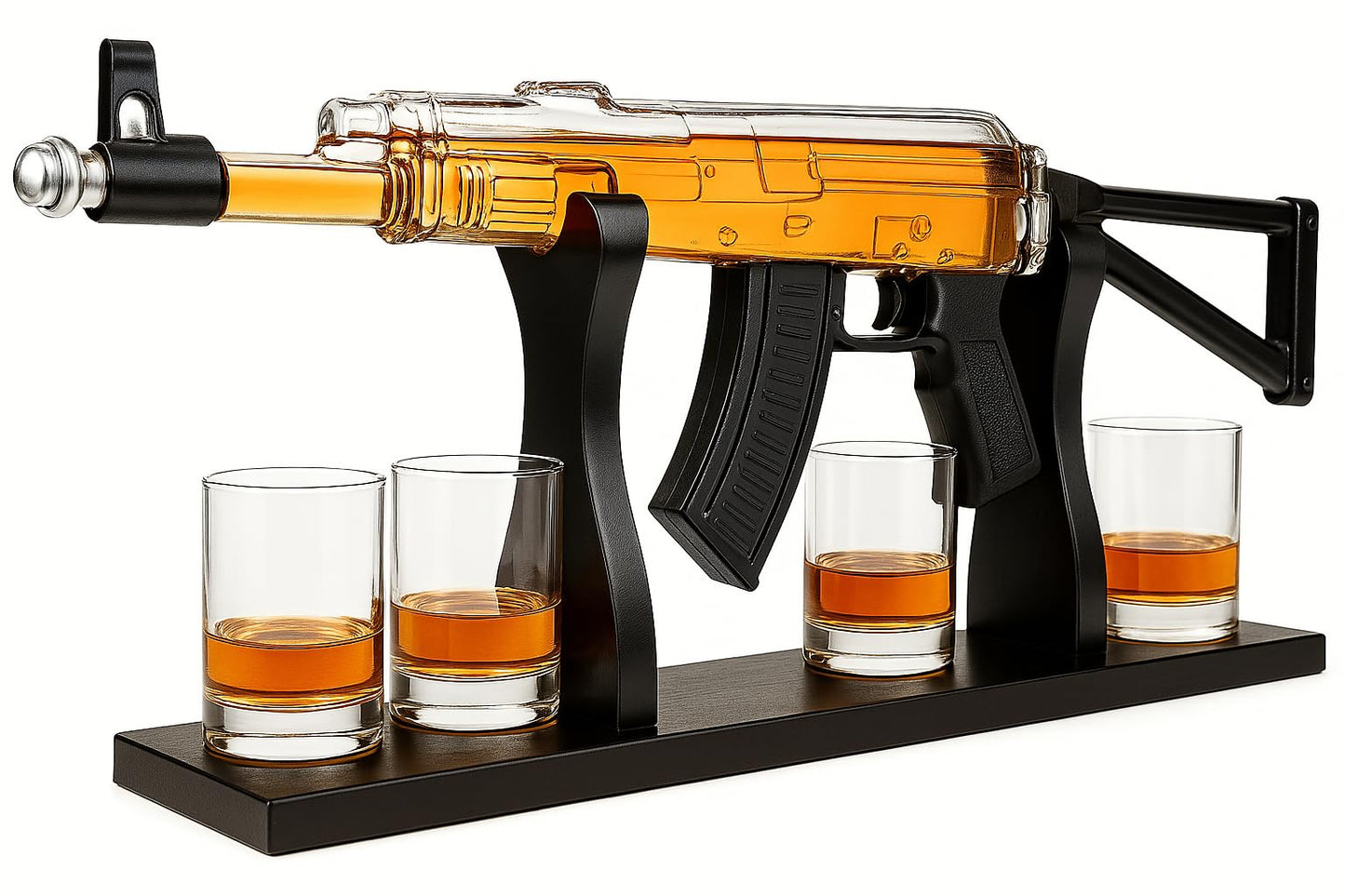 Gifts for Men Dad, AK Whiskey Decanter Set for Men - Gun Decanter, Detachable Magazine & 4 Bullet Shot Glasses, Liquor Dispenser Bar, Cool Anniversary Birthday Military Drinking Present Gift Ideas