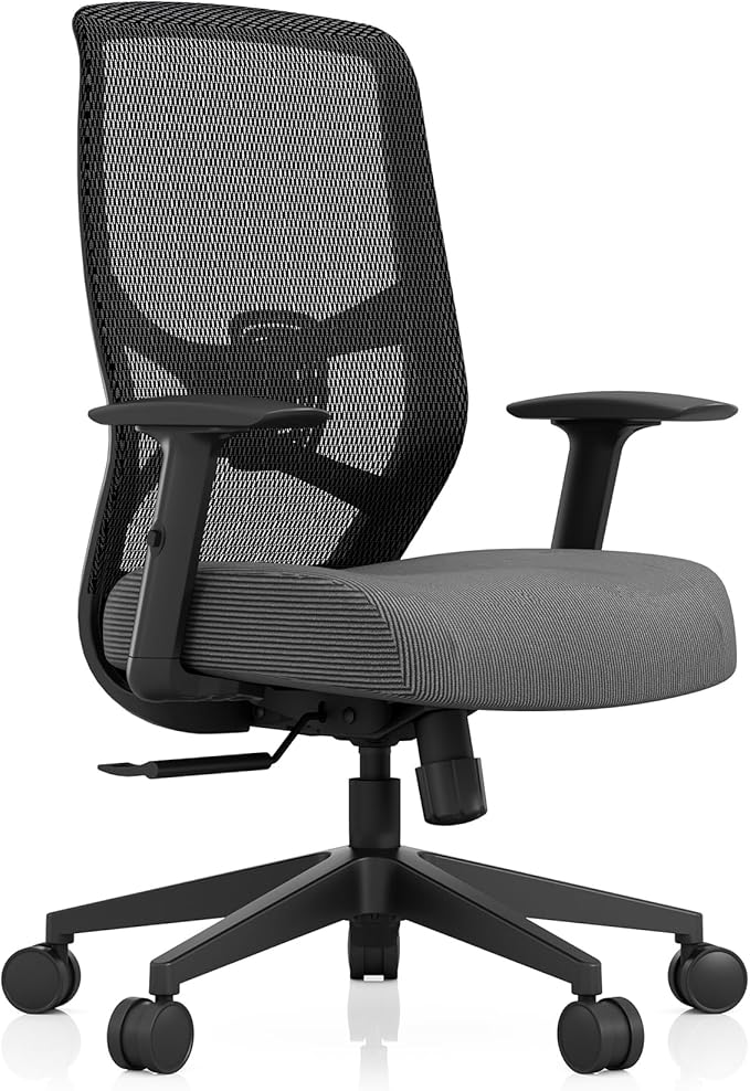 Tempur-Pedic ProTask Executive Task Office Chair with Cooling Gel Layer and Built-in Lumbar Support, Height-Adjustable Ergonomic Mesh Office Desk Chair, Grey