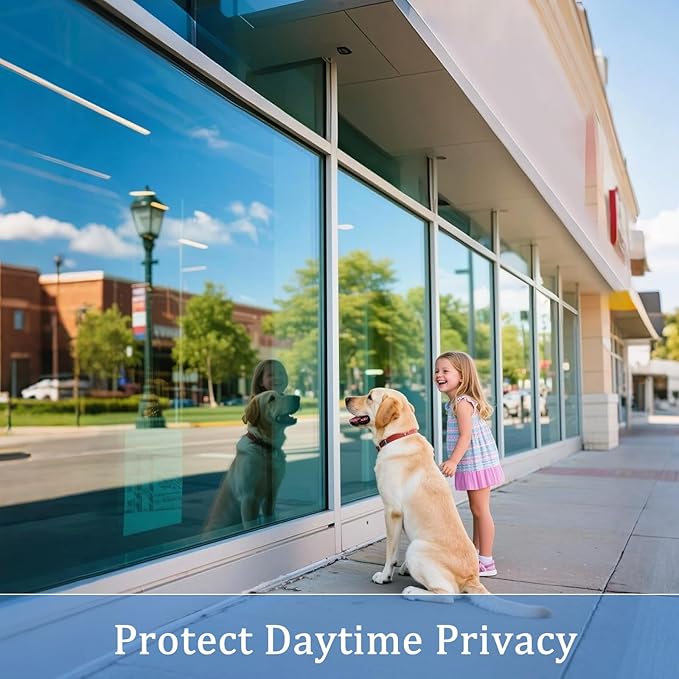 Coavas One Way Privacy Window Film,Daytime Window Tint for Home, Reflective Mirror Glass Window Film See Out Not in,Heat UV Blocking Anti-Glare Window Covers with 3 Tools, 17.5x157.5 Inch, Silver