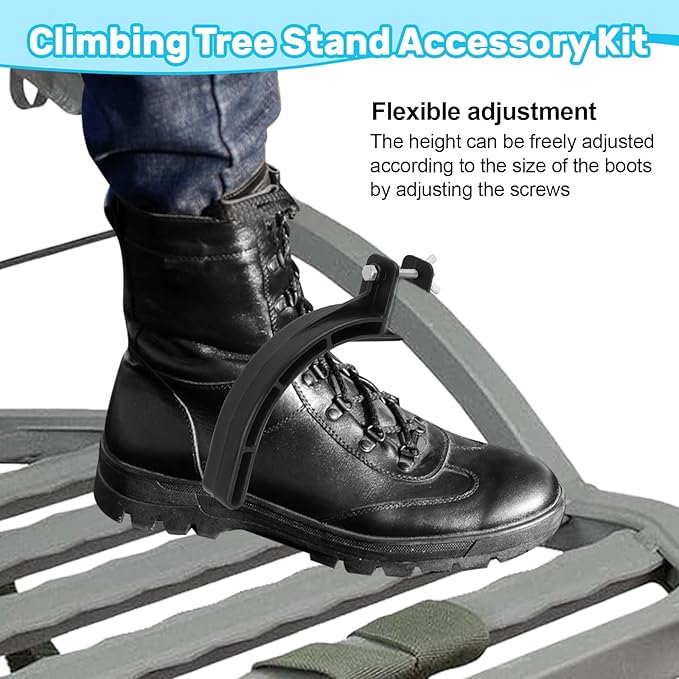 LJB Climbing Tree Stand Accessory Treestands Footrest Kit Suitable for Square Tubes for 1-inch Tree Stands Come with Screws and Safety Ropes