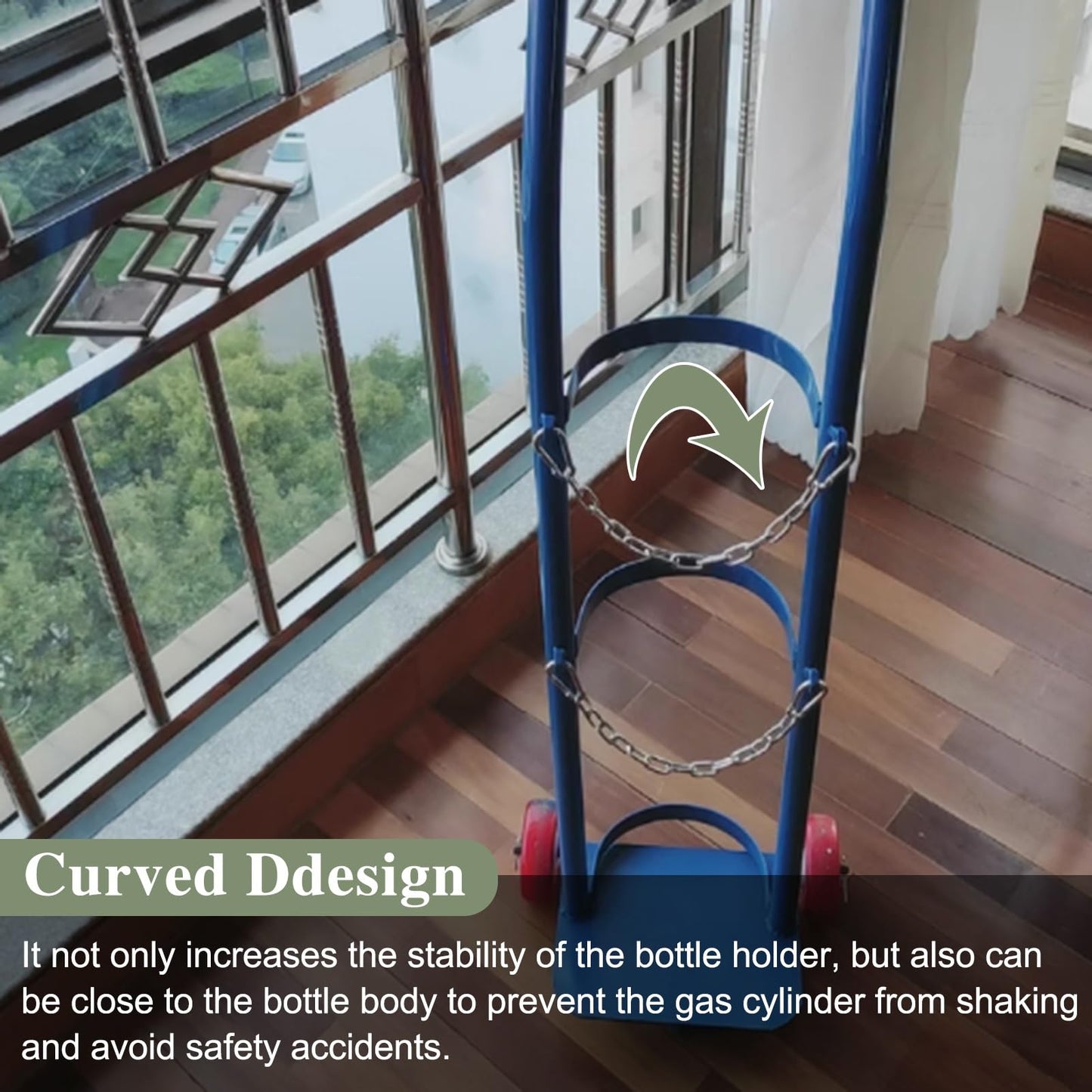 PPOIUYK Cylinder Tank Holder Welding Steel Gas Cylinder Cart Trolley, Lightweight Oxygen Tank Cart Dolly for Transportation, Single Capacity Co2 Cylinder Organizer Shelf(Blue,110cm/43.3in)