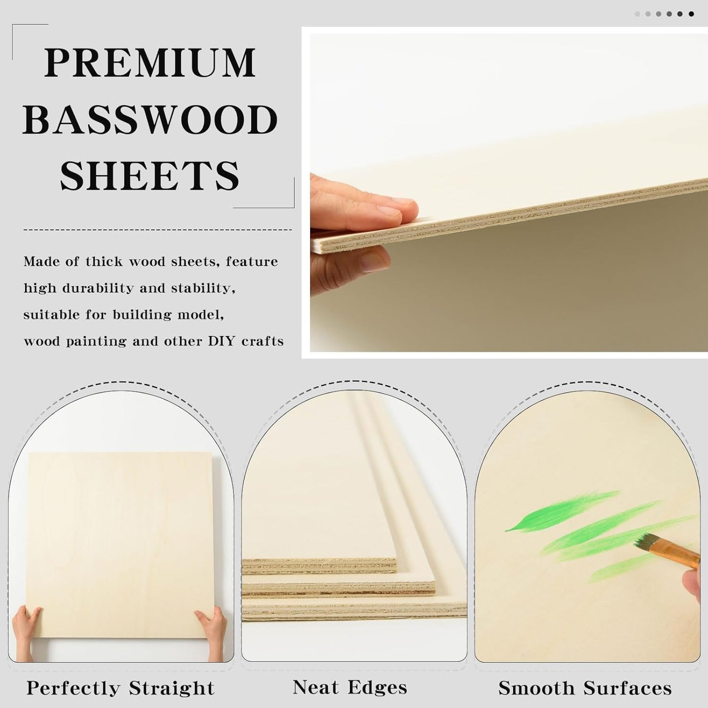 6 Pack 16 x 16 x 1/4 Inch-6mm Thick Basswood Sheets for Crafts Unfinished Plywood Sheets Boards Square Crafts Wood Sheets for DIY Laser Projects, Wood Burning, Engraving, Staining, Architectural Model