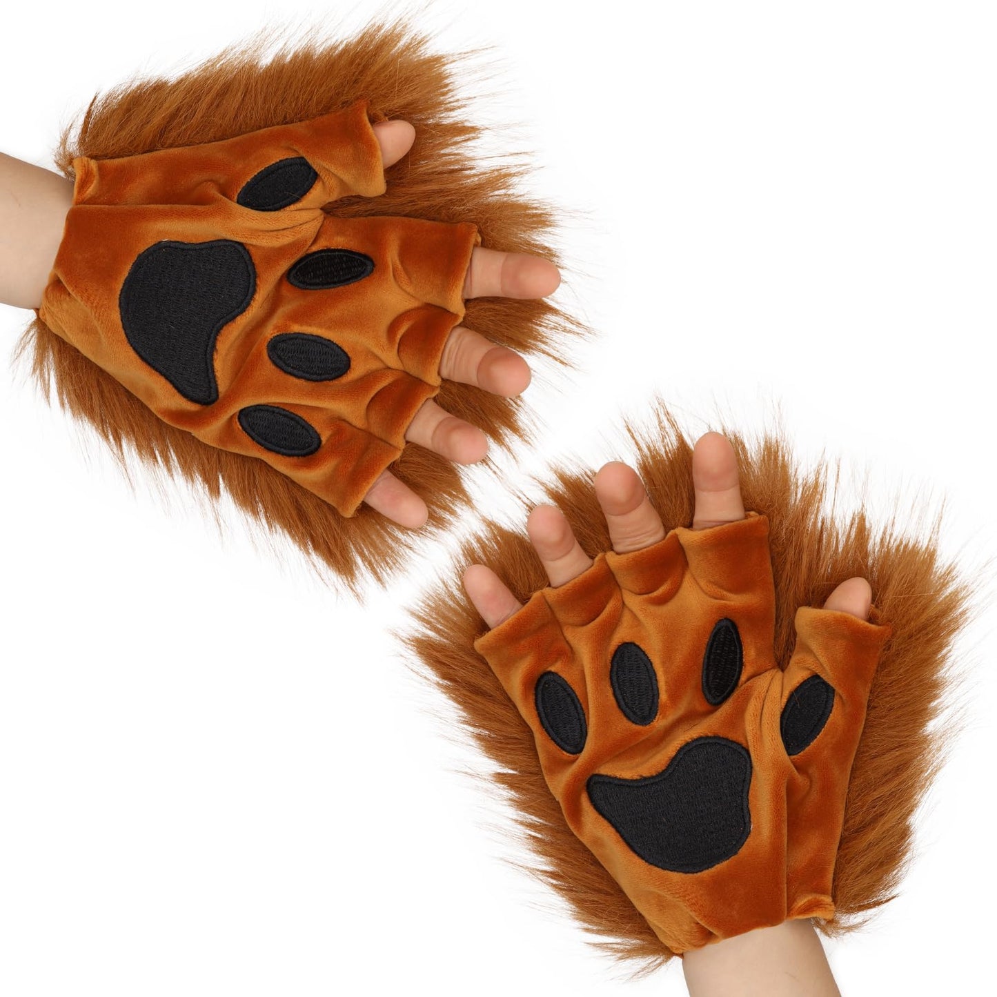 COSYEARS Cat Fox Mask Tail and Paws Gloves Set Furry Animal Therian Kit Masquerade Halloween Cosplay Costume Accessory