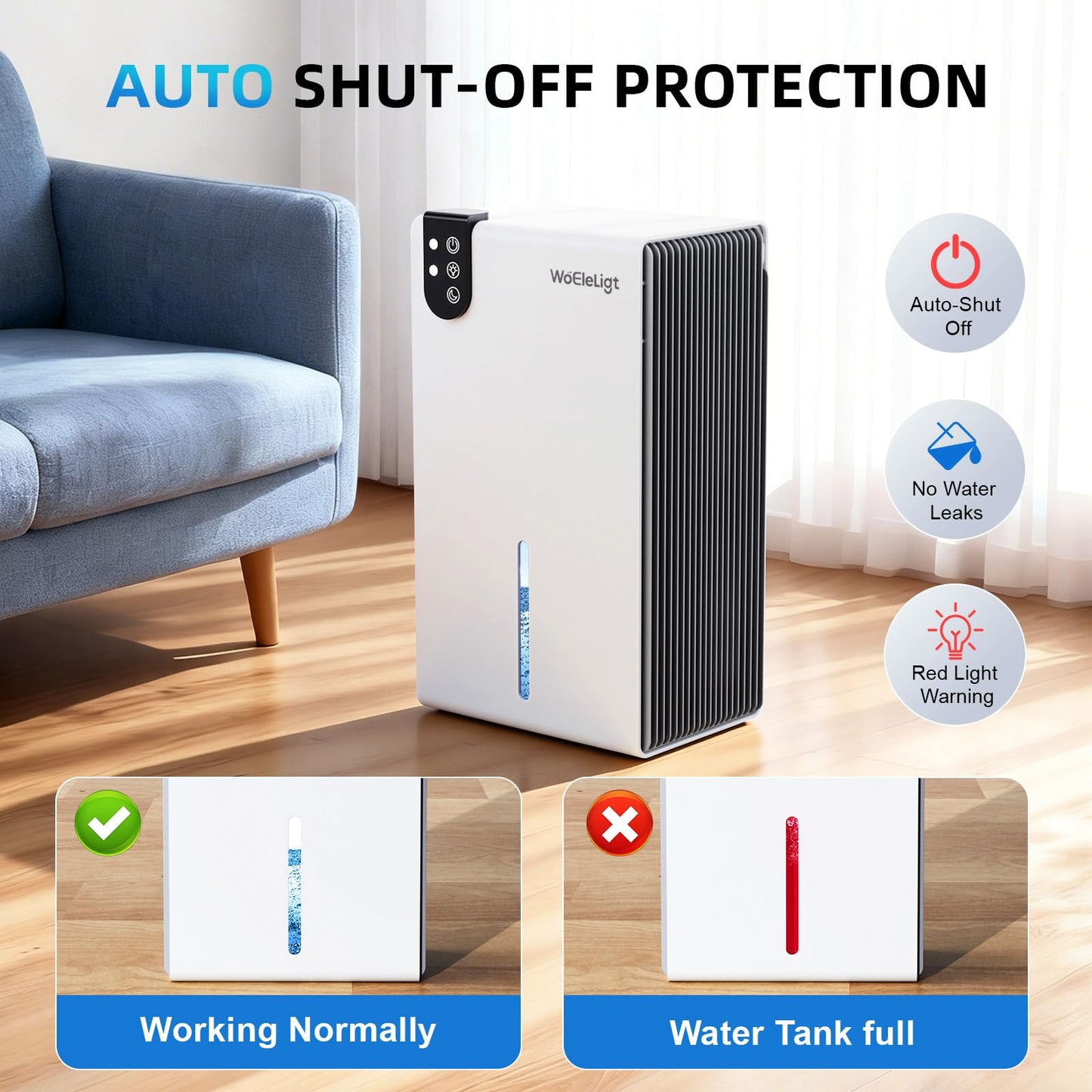 98 OZ Small Dehumidifier for Home 1000 Sq Ft, Quiet Dehumidifier with Drain Hose, Auto Shut-Off, Sleep Mode, 7-Color Light for Basement, Bedroom, Bathroom, Closet, RV (Sliver White)