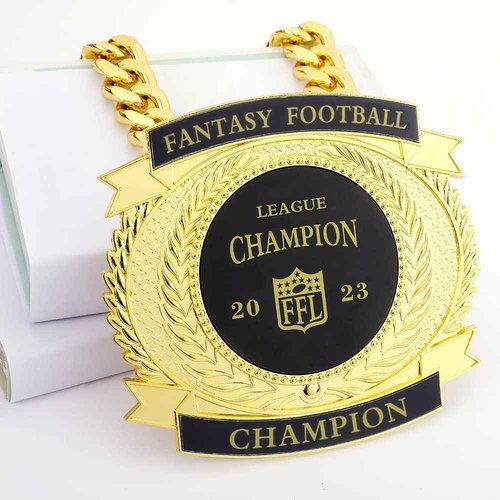 guancrown Fantasy Football Championship Medal, Champ Chains Award Winner Prize Trophy, 7-3/4″ x 7″ Large Champ Medal (Black)