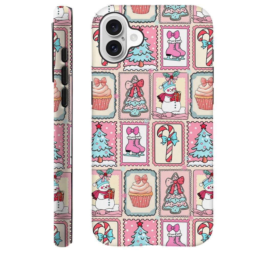 DAIZAG Case Compatible with iPhone 16 Plus,Durable Shock Protection Cover for Girl Women,Christmas Tree Cute Snowman