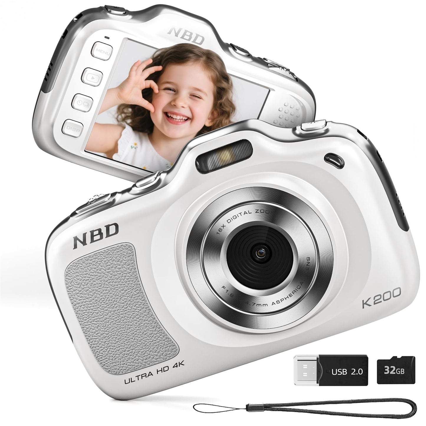 NBD 64MP Digital Cameras for Photography,4K Point and Shoot Camera,16X Zoom Compact Travel Cameras, Auto Focus Camera for Beginn