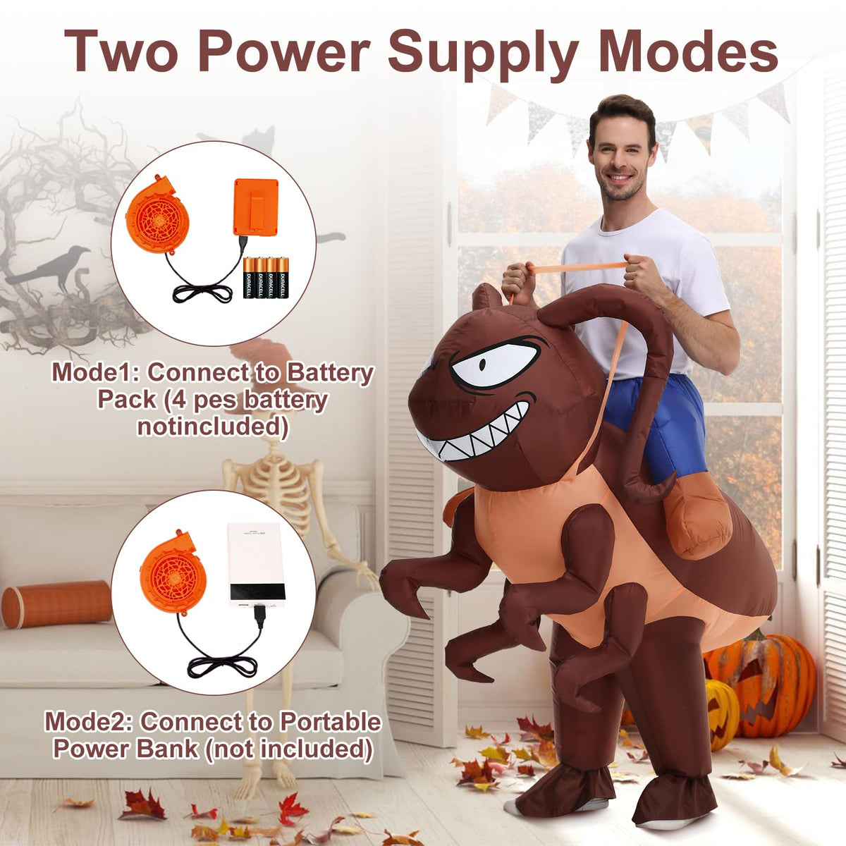 Servllcell Inflatable Cockroach Costume for Adult,Halloween Costumes Blow Up Costumes Ride On Roach Funny Animal Costume for Men Women Cosplay Party