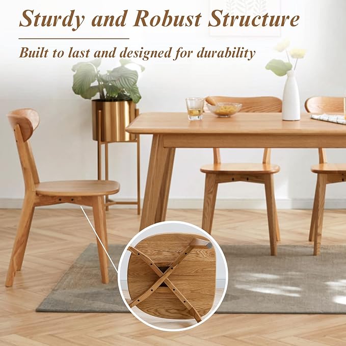 Bamskov 100% Solid Oak Wood Dining Room Chairs Set of 4 - Practical Dining Chair - Wooden Kitchen Chairs for Dining Room, Kitchen (Natural)