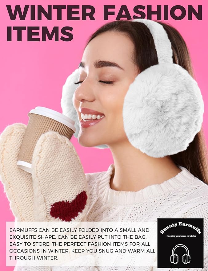 Buauty Ear Muffs Winter Women Men Soft Earmuffs Cute Ear Covers Cold Weather Fluffy Ear Warmers Headband Winter Accessories