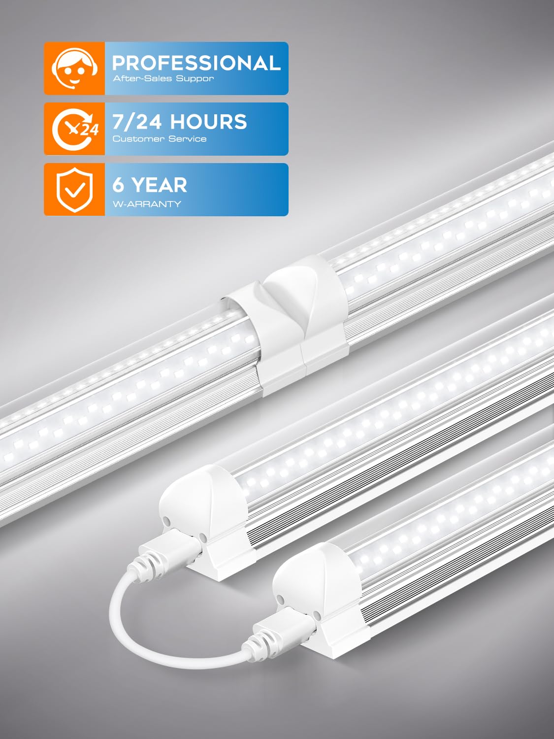 Super Bright 100w 8ft Led Shop Lights 10-Pack| 5000K 15000lm Linkable 8' Led Ceiling Garage Lighting Light Fixtures For Upgrades Garage Shop Workshop Warehouse Barn Lighting| Fluorescent Replacement