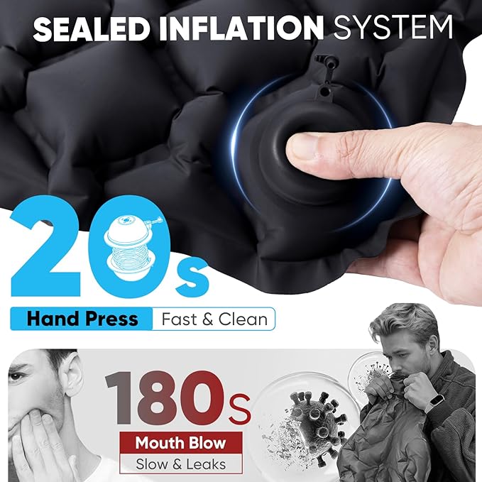Sekey Pump Up Inflatable Seat Cushion, Portable & Lightweight Airplane Seat Cushion, for Long Flights Stadium Camping Office Travel