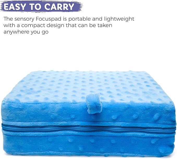 Special Needs Essentials FocusPad Seat - Vibrating Cushion for Sensory Kids | Sensory Foot Cushion | Therapy Tools for Kids and Adults with ADHD & Autism | Fidget Toys | Portable and Lightweight -Blue
