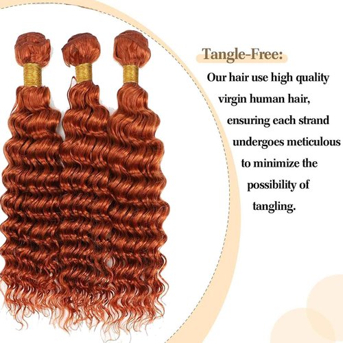 Habiliana Bundles Human Hair 22 24 26 Inch Deep Wave Orange Ginger Bundles 11A Unprocessed Brazilian Virgin Quick Weave Hair Extensions for Black Women