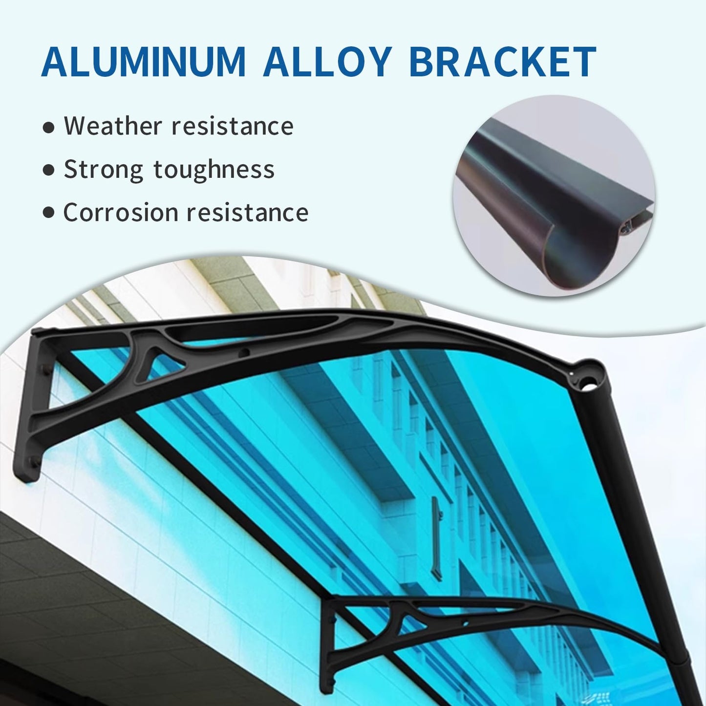 Door Awnings Exterior, Polycarbonate Cover Awnings for Doors Entrance, Awning for Door Window Exterior with Aluminum Bracket for Sun Shutter, UV, Rain and Snow Protection-B-60x60cm/24x24in