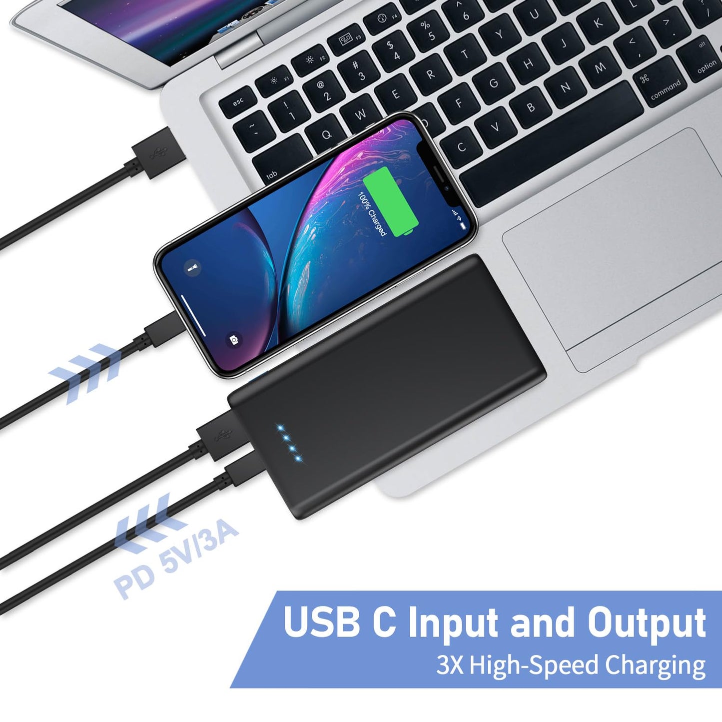 Portable Charger Power Bank 25,800mAh, 5V/3A USB C in&Out Fast Phone Charging with Intelligent Smart IC,3 USB Port External Cell Phone Battery Pack Compatible with iPhone 16 15 14,Galaxy,Android etc