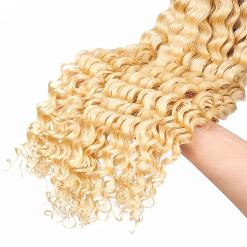 Habiliana Bundles Human Hair 16 18 20 Inch Jerry Curly Wave Blonde 613 Human Hair Bundles 11A Unprocessed Brazilian Virgin Quick Weave Hair Extensions for Black Women