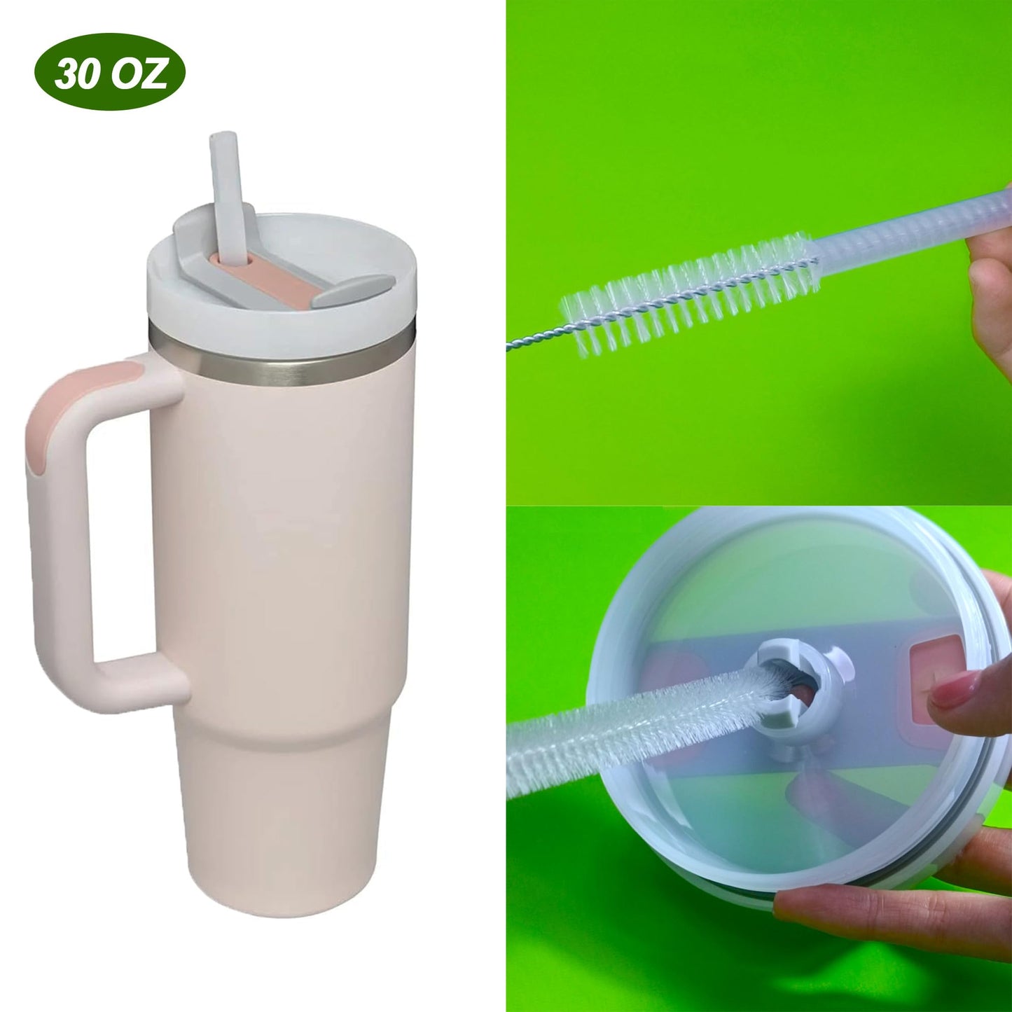 Stanley Straw Cleaner Brush,Extra Long 12 inch Stainless Steel Nylon Bristles Stanley Brush Cleaner for Cleaning 20-40 OZ Stanley Cup, Insulated Bottles, Water Bottles, Tumbler cups, Tube (6 Pcs)