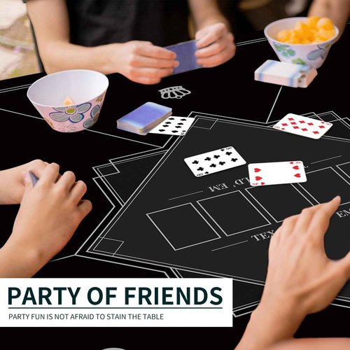 nuveti 24/31/39/47/55/63 inch Square Foldable 6-Player Texas Poker Card Tabletop Layout Portable Anti-Slip Rubber Board Game Mat Texas Hold'em Poker Mat for Family Game, Casino, Party