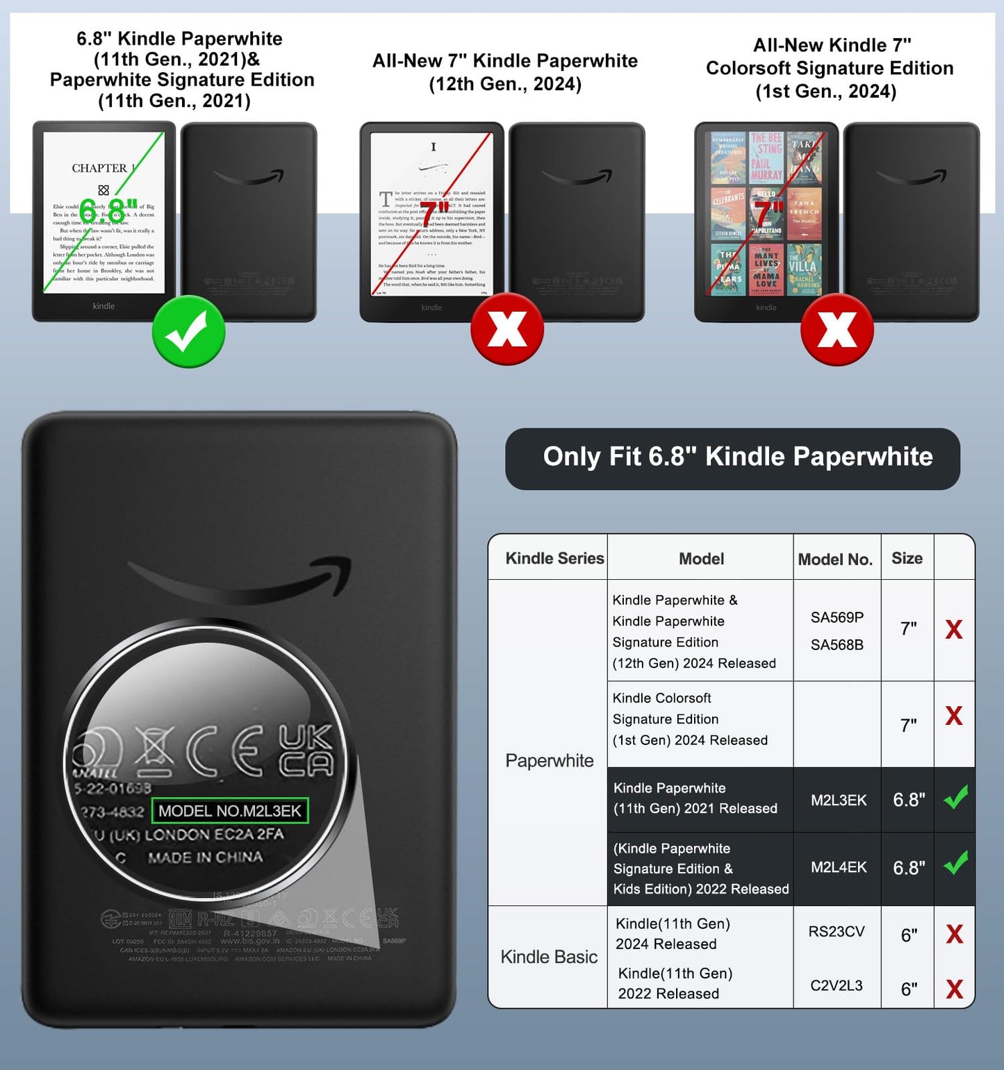 Moko Case For 6.8  Kindle Paperwhite (11Th Generation-2021) And Kindle Paperwhite Signature Edition, Light Shell Cover With Auto
