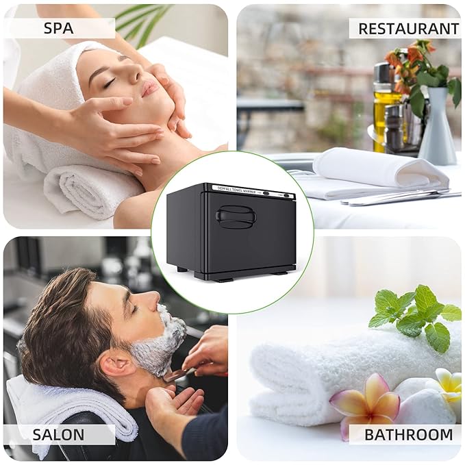 Small Hot Towel Warmer, 8L Hot Towel Cabinet 2-in-1 Personal Towel Warmers Spa for Facials, Bathroom, Barber, Salon, Esthetician, Beauty, Upgrade Fast Heating Aluminum Interior, Black