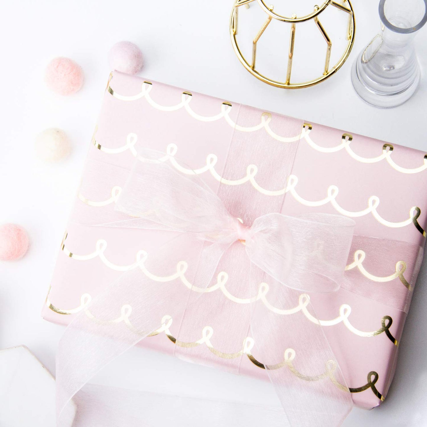 WRAPAHOLIC Jumbo Pink Wedding Wrapping Paper - 30 Inch x 33 Feet - Foil Girls Birthday Wrapping Paper for Birthday, Wedding, Baby Shower, Bridal Shower