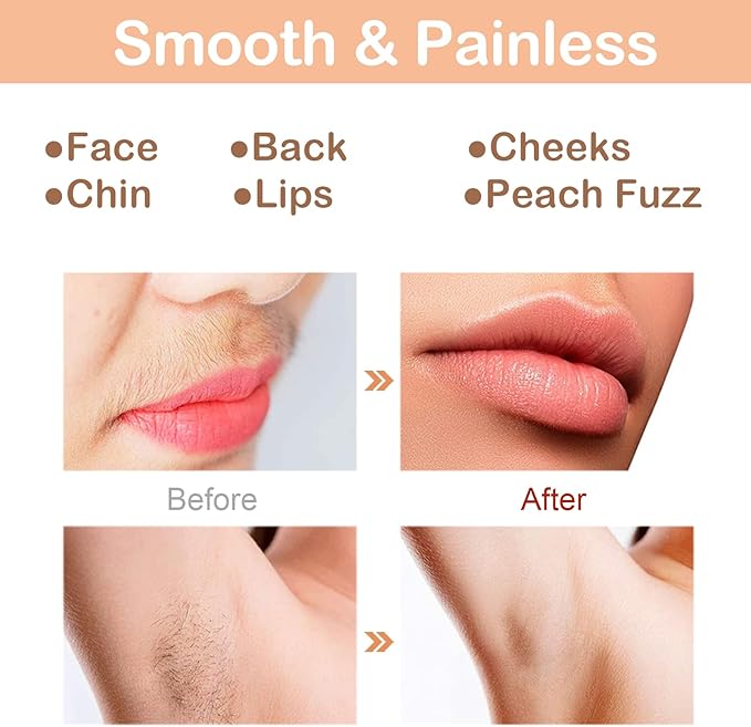 Facial Hair Removal for Women - Electric Face Hair Remover for Peach Fuzz - Rechargeable Lady Shaver Removal Device for Lips Chins Armpits Neck Painless Face Razor with LED Light for Travel