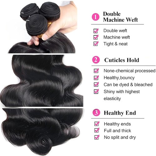 Condescension Human Hair Bundles 16 18 20 Inch Body Wave Human Hair Bundles Unprocessed Brazilian Virgin Quick Weave Hair for Black Women