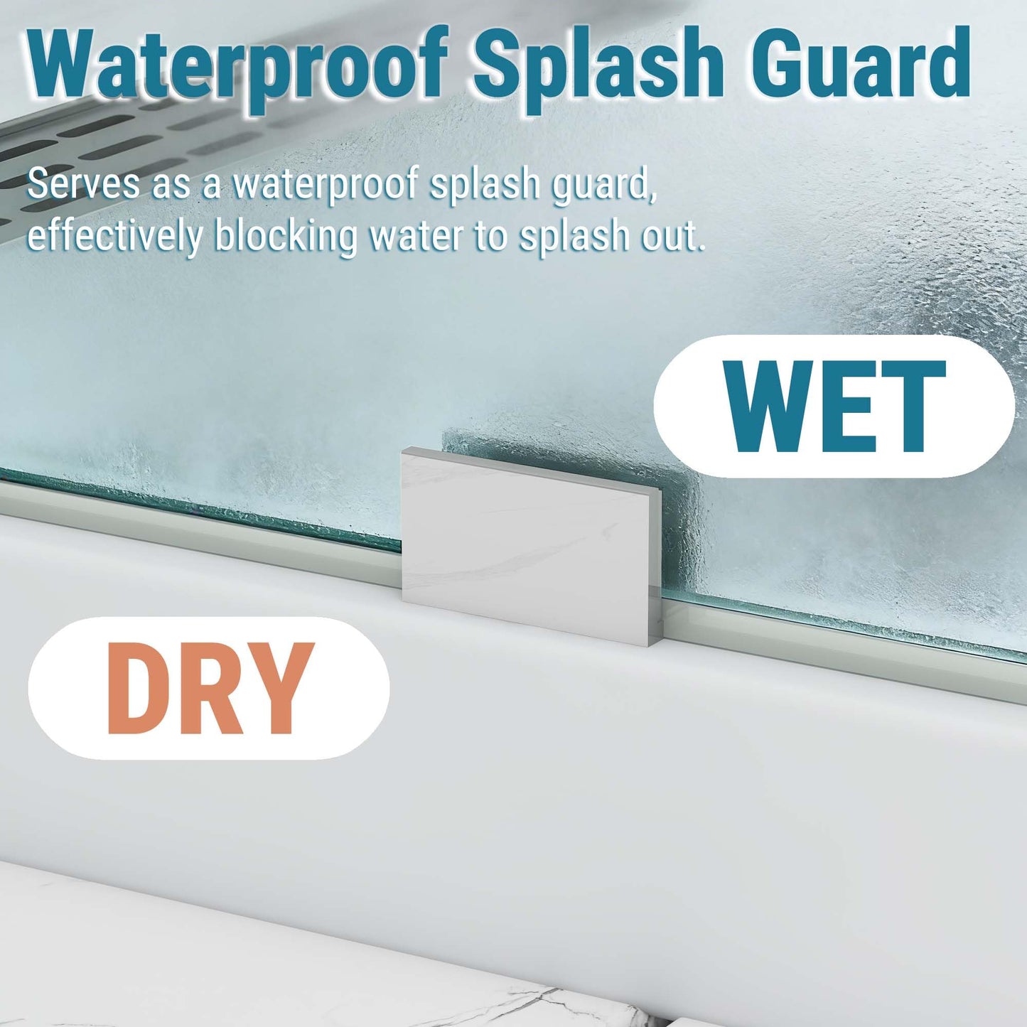 Sunrosa 32"×78" Shower Glass Panel, Fixed Glass Shower Panel with Polished Chrome Hardware, 5/16"(8mm) Thick Tempered Shower Glass, Easy to Clean