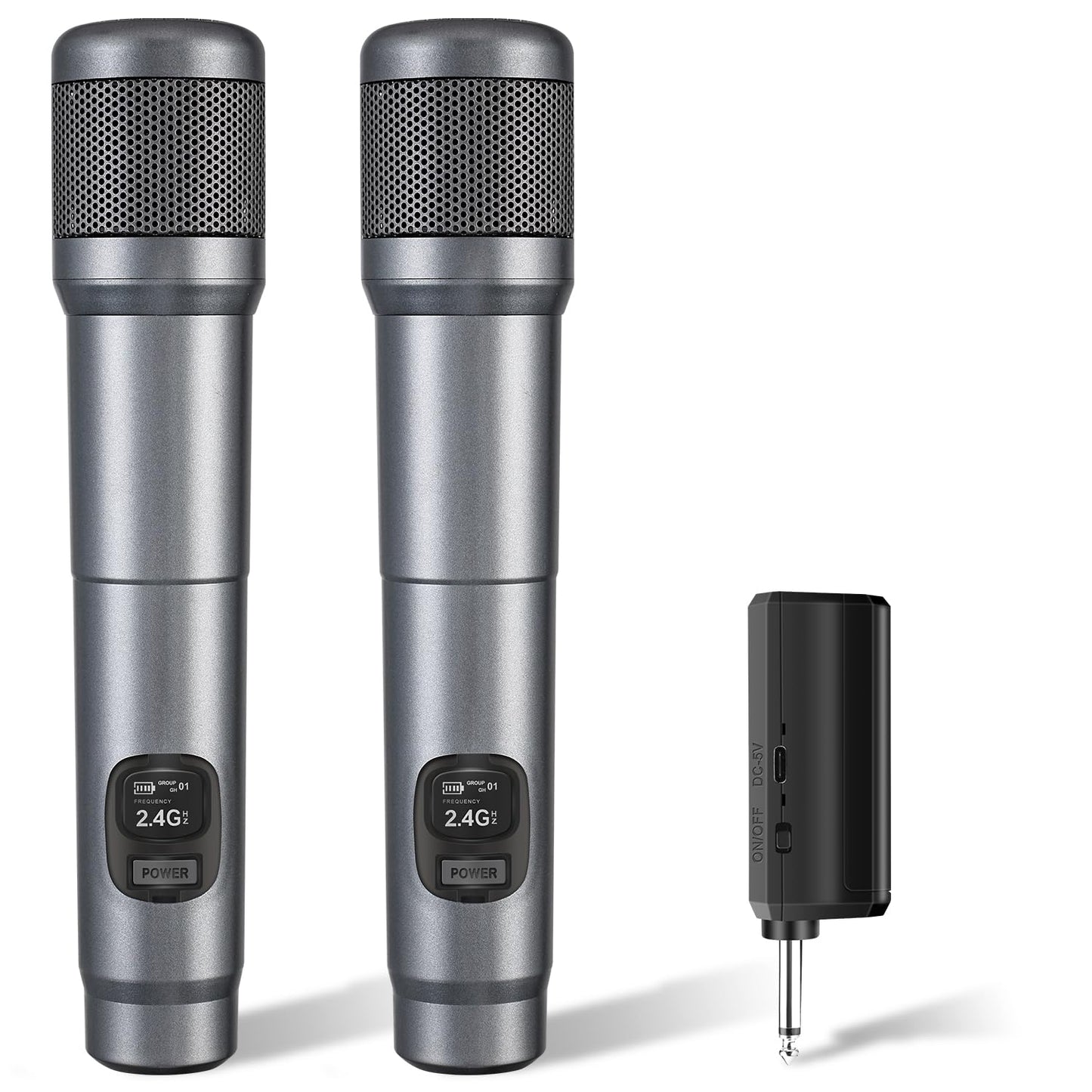 Luvumvlt Wireless Microphone, Dual Handheld Dynamic Mic With Rechargeable Receiver, 40H Duration, 200Ft Range, Plug And Play, Ka