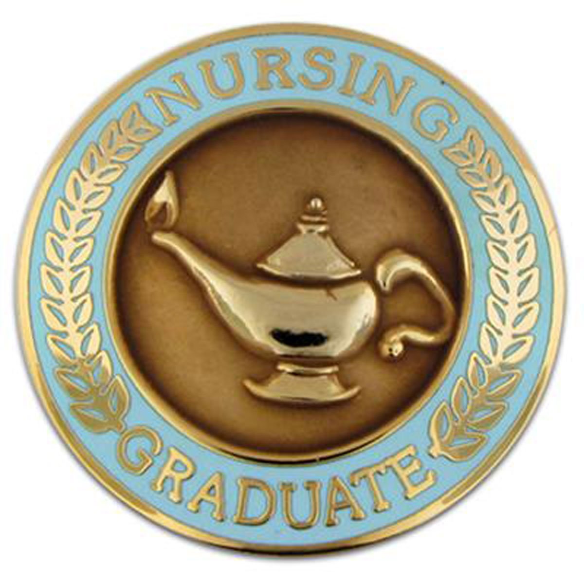 PinMart's Nursing Graduate Lamp of Knowledge Circle Teal Enamel Lapel Pin