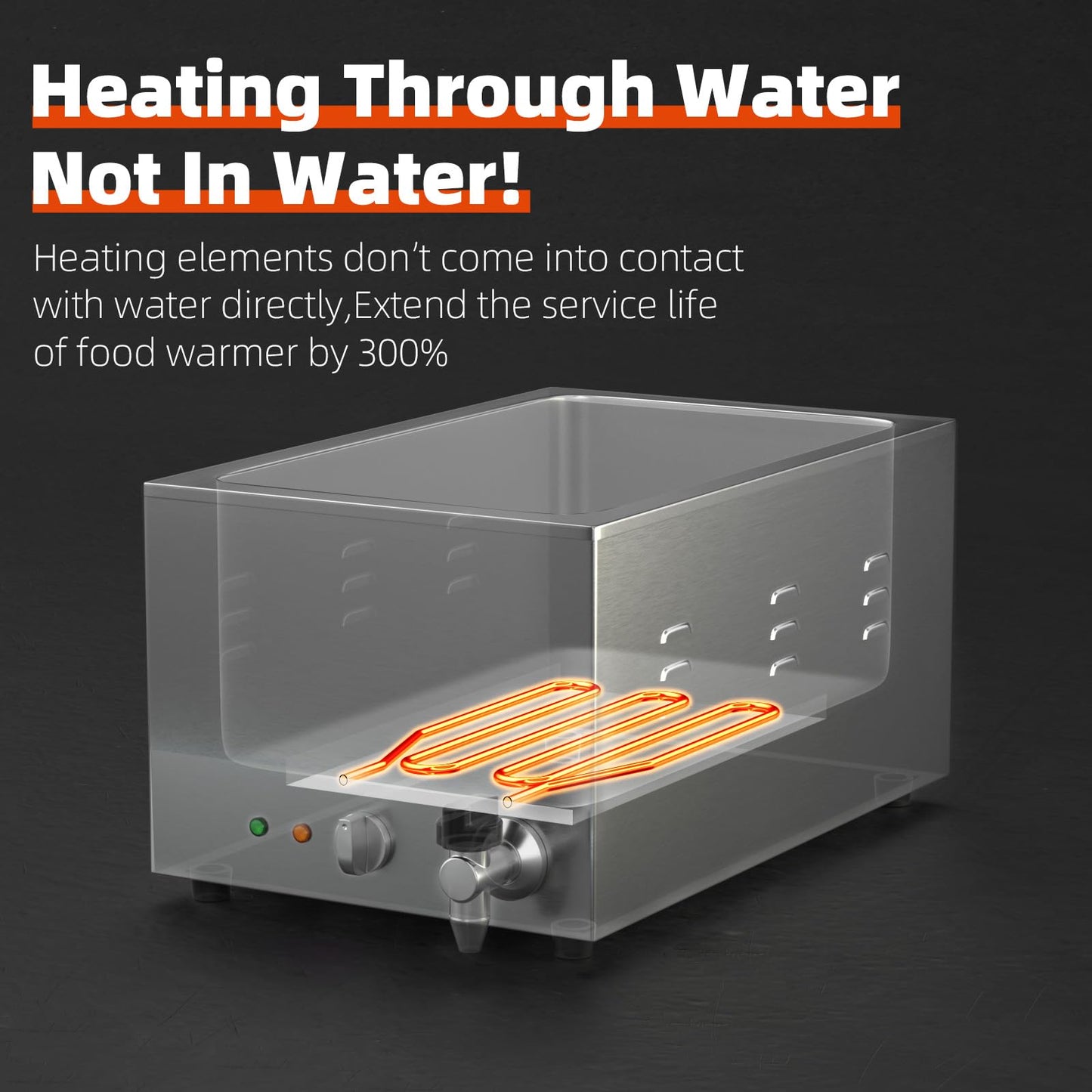 TOPKITCH 3-Pan Commercial Food Warmer with Non-Leakage Stretch-Forming Water Tank &3 of 1/3 Size GN Pan,Countertop Soup Station Bain Marie with Drain Tap for Buffet,Catering,Parties and Restaurants