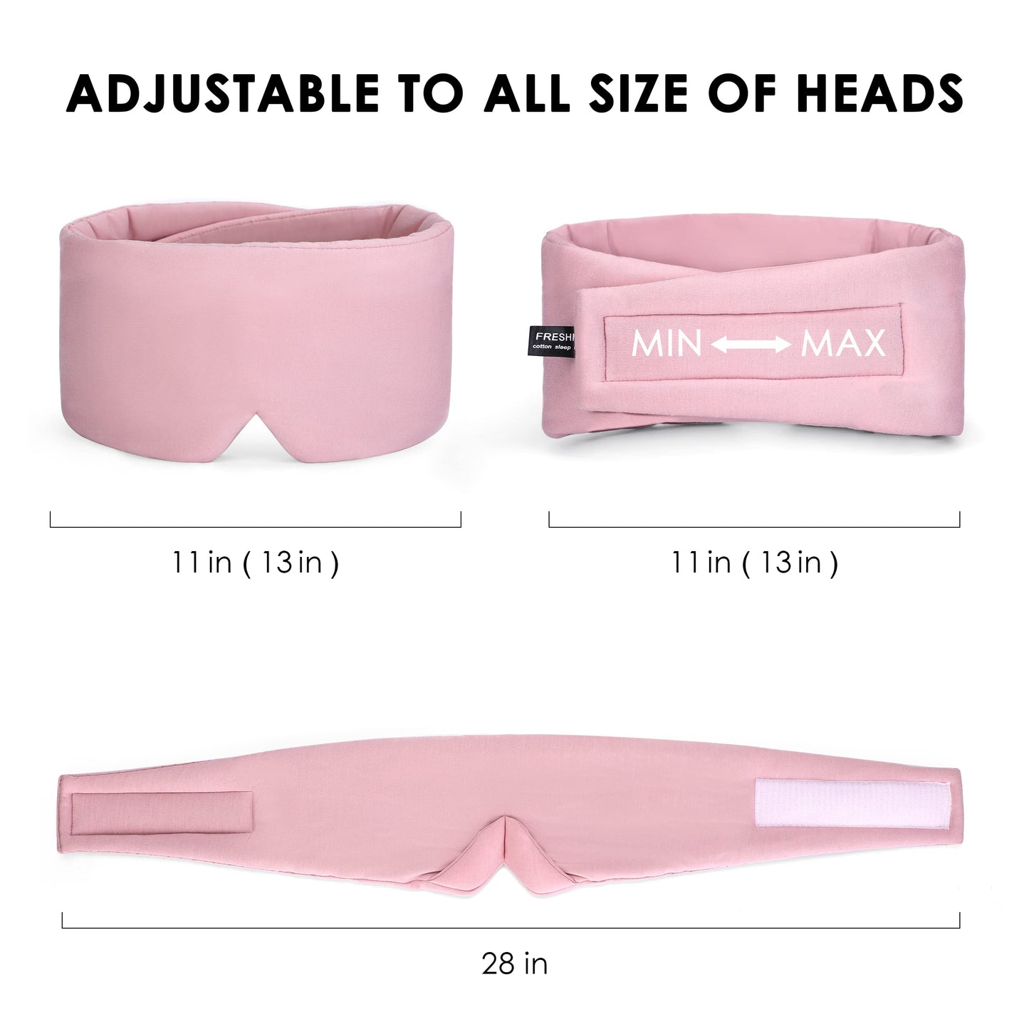 FRESHME Cotton Sleep Mask Blackout - Handmade Eye Mask for Sleeping Eye Shade Cover Sleep Mask for Women Men Girl Soft and Breathable Adjustable Blinder Light Blocking Pink Airplane with Travel Pouch