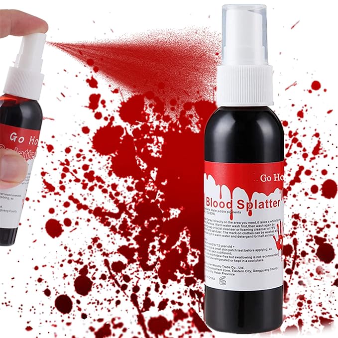 Go Ho Blood Splatter Fake Blood Washable(2.1 oz),Halloween Fake Blood Spray Eye Blood Drops Body Paint,Fake Blood for Clot...