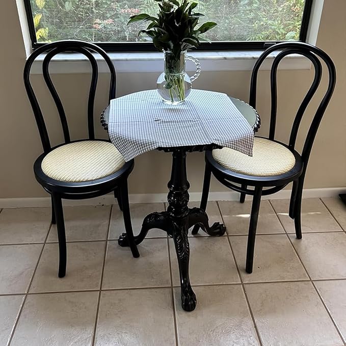 DM Furniture Solid Wood Dining Chairs Set of 6 Mid-Century Modern Rattan Dining Room Chairs with Backrest Bentwood Side/Desk Chairs for Dining/Living Room,Home No Assembly Required, Black Wood