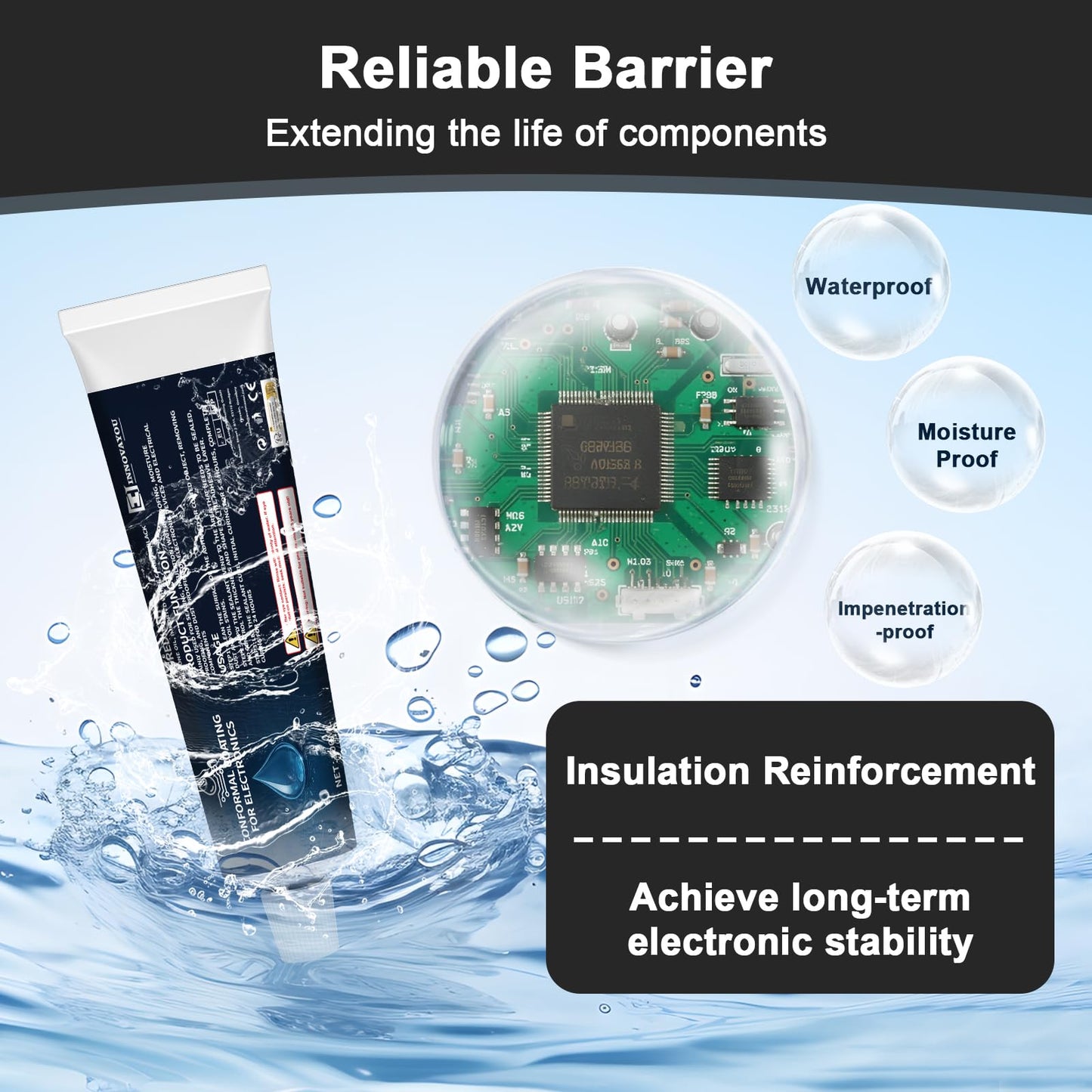 1DFAUL 100ml Conformal Coating for Electronics, Silicone Conformal Coating Insulating Sealant, Waterproof, Dust& Moisture Resistant, for Reliable Electronic Components Protection