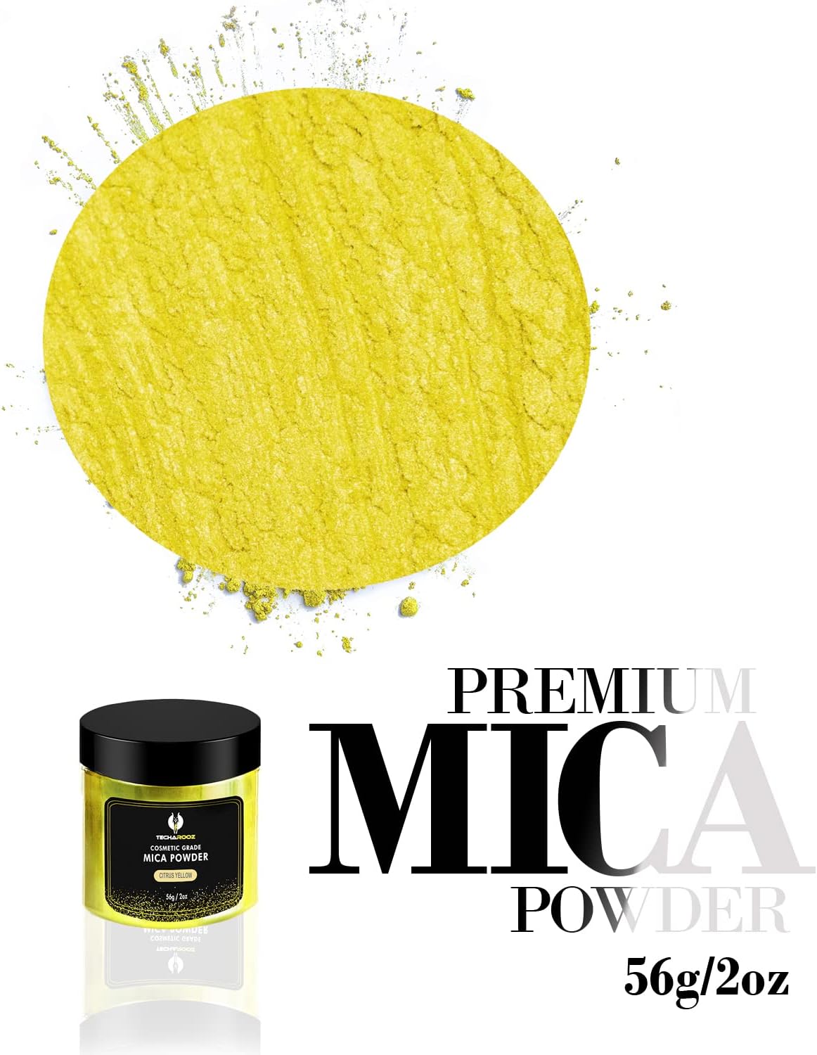 Citrus Yellow Mica Powder for Epoxy Resin 56g / 2oz. Jar - Techarooz 2 Tone Resin Dye Color Pigment Powder for Lip Gloss, Nails, Colorant for Slime Bath Bombs Soap Making & Polymer Clay