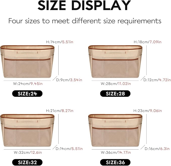 SDANG Purse Organizer Satin Insert for Handbags & Totes – Bag Insert Organizer with Zipper, Compartment Divider & Shaper Liner (Open Type, Small 24)
