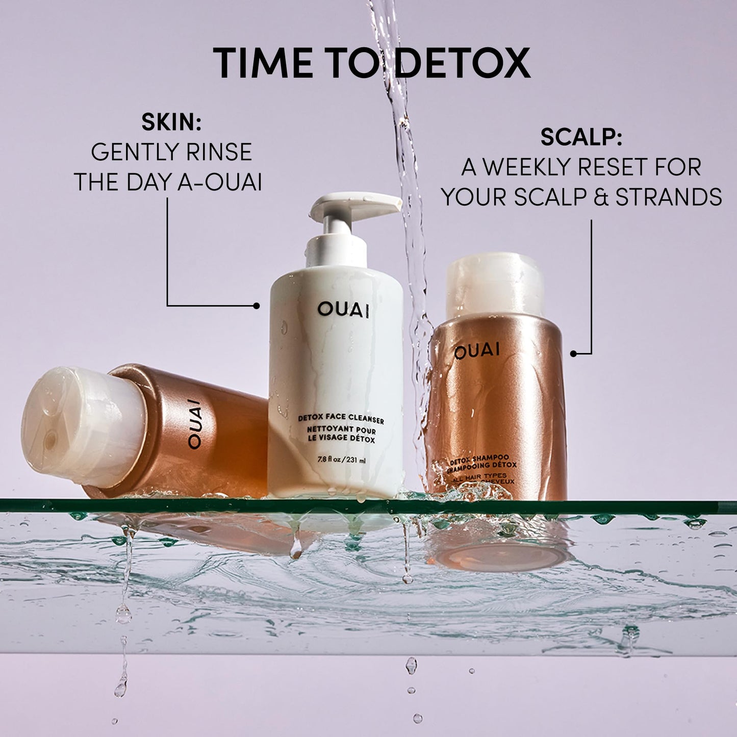 OUAI Detox Facial Cleanser - Deep Cleansing Face Wash with Glycolic Acid, Niacinamide & PHA - Removes Sweat, Dirt & Oil Without