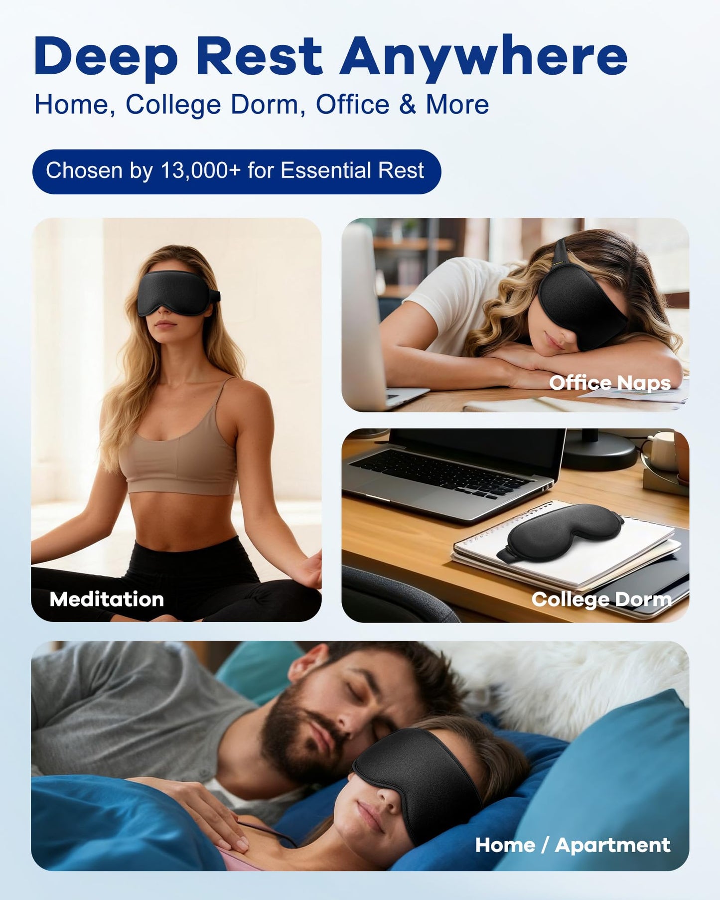 3D Weighted Cooling Gel Eye Mask – 6oz Weighted Eye Mask for Sleeping, 100% Blackout Gentle Pressure Sleep Mask, Ice Cold Gel, Migraine & Headache Relief, Eye Care, Eye Cover Blindfold for Women Men