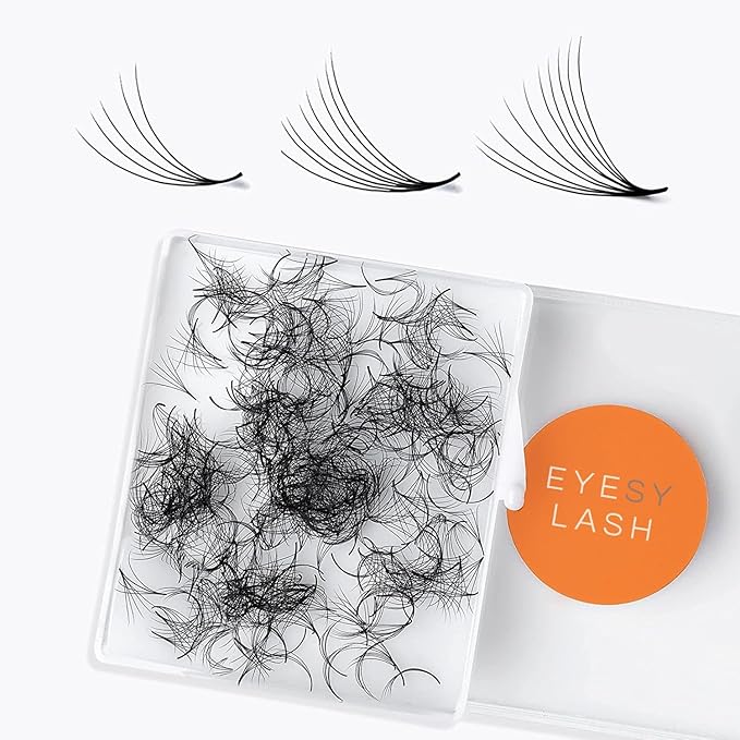 Eyesy Lash 500 Promade Fans - Volume Premade Lash Fans for Eyelash Extensions Pointy Base Handmade Loose Pre Made Eyelashes Middle Stem Soft and Lightweight (6D 0.07 C 10mm)