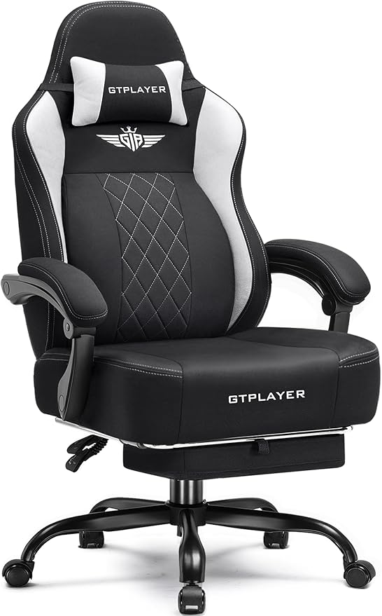 GTPLAYER Big and Tall Gaming Chair Breathable Fabric Computer Chair with Strong Lumbar Support, Comfortable Office Chairs ...
