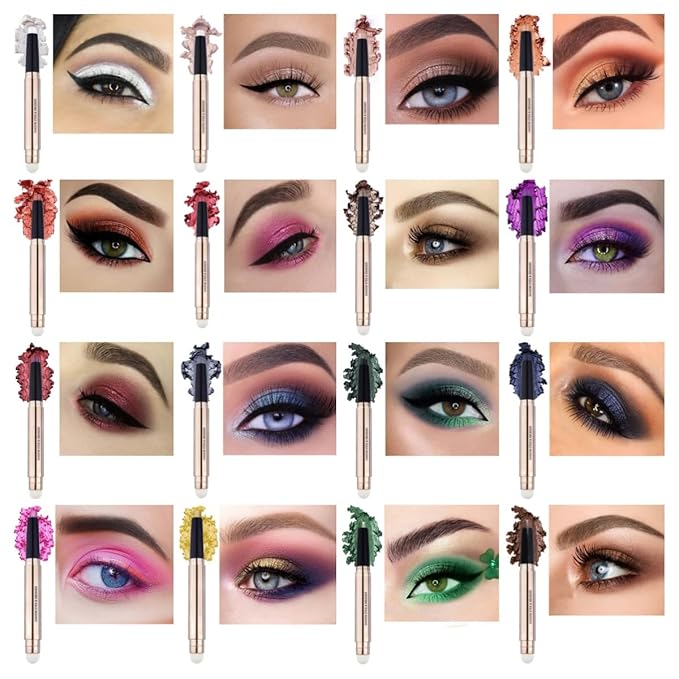 Black Eyeshadow Stick Makeup, Long-Lasting Waterproof Eye Shadow Pencil, Hypoallergenic Smudge-Proof Glitter Primer Palette Shimmer Eyeliner, Easy to Blend Eye Make Up
